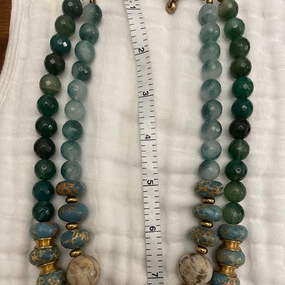 Double stranded green stone necklace from Anthropologie - Picture 2 of 7
